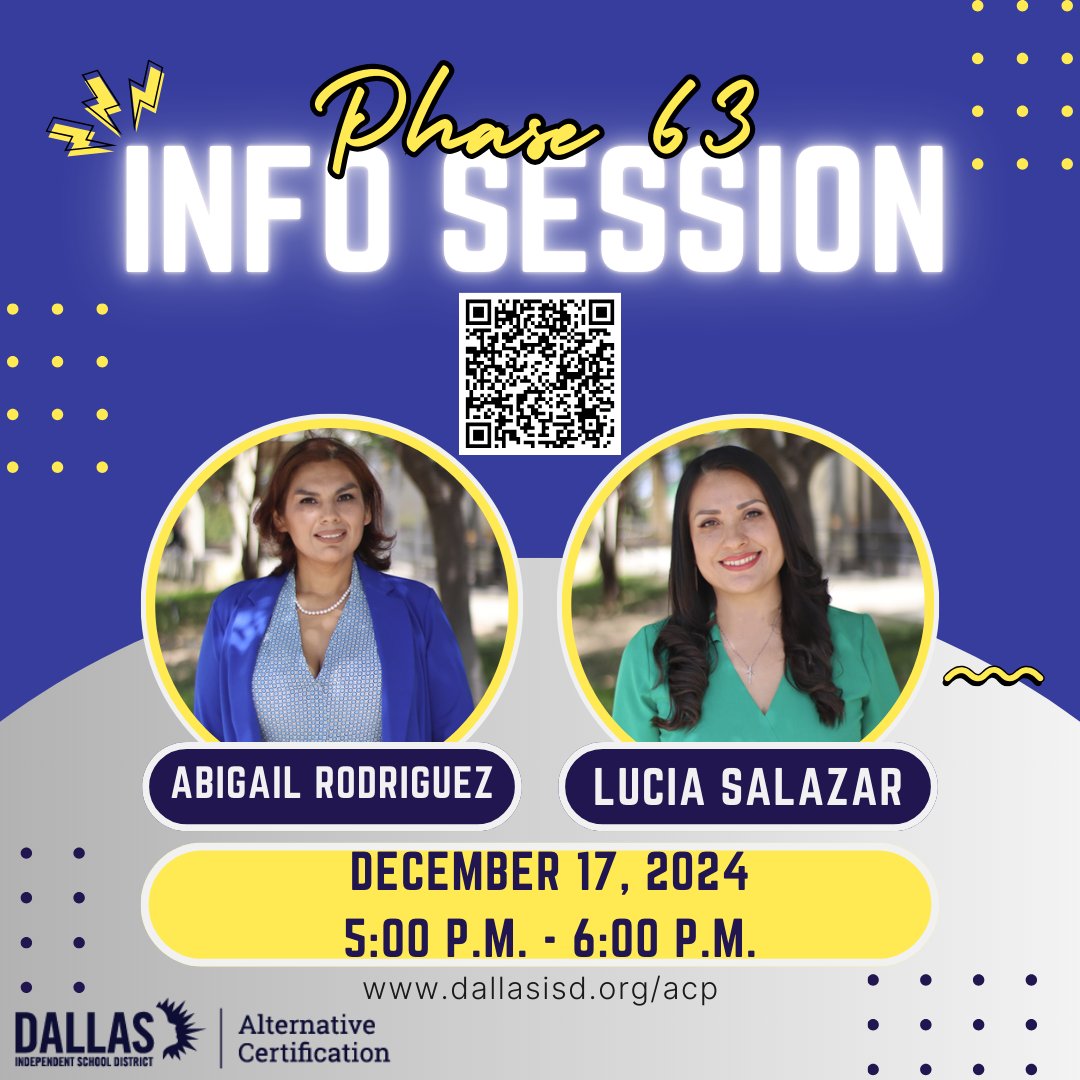 certifydisd's tweet image. Need more information regarding Dallas ISD Alternative Certification Program application, selection process and programs' timeline? Wait no more and Join us for a live info session, with detail information!
dallasisd.org/acp
#dallasisd