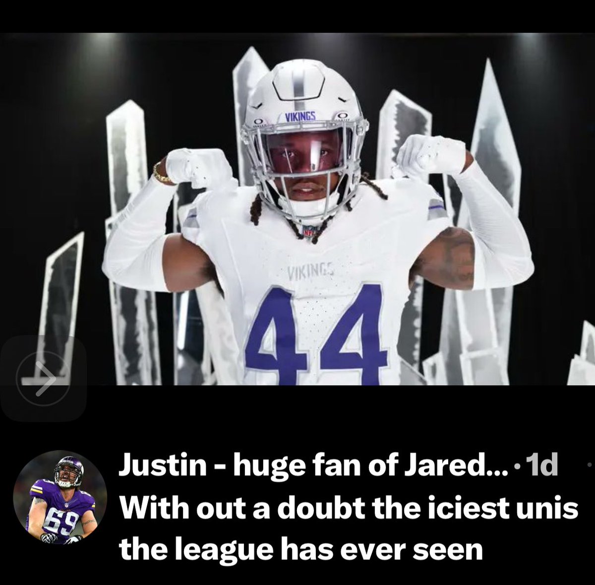 VoteProBowl44's tweet photo. Joshua Metellus @NoExcuses_23 #ProBowlVote ‘25 #Four4 #4Four @Vikings #Vikings #Skol Please Re-Tweet https://t.co/8R3ujkrVTN