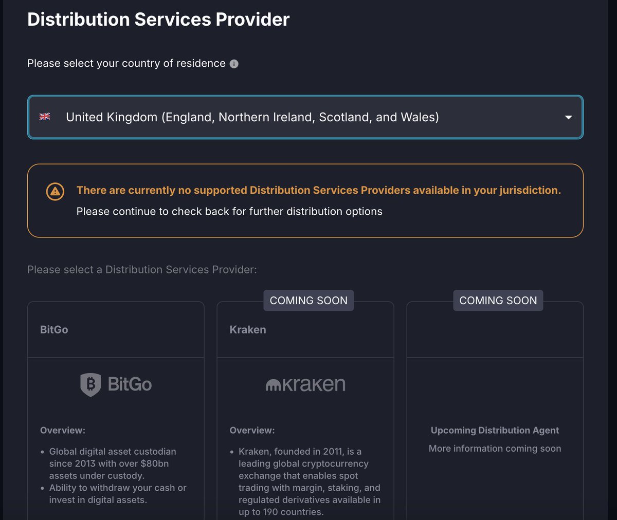 FTX Claims: Distribution FTX has uploaded two distribution partners - Bitgo  and Kraken with a third coming soon to the FTX Claims Portal
