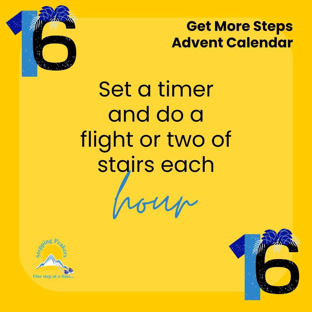 Get More Steps Advent Calendar Day 16

A workout and more steps all in one! Enjoy!