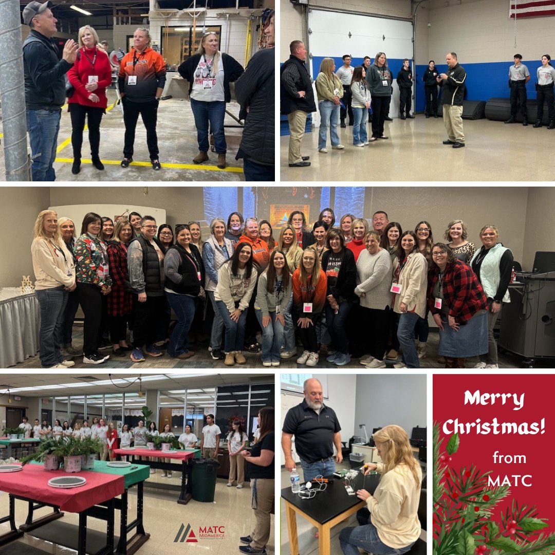 MidAmericaTech's tweet photo. Sights from MATC's Annual Christmas Counselors’ Meeting ... a blend of networking & fun. Thanks to Carpentry, Criminal Justice, Horticulture, Industrial Automation, & Medical Office for welcoming the counselors into your classes for hands-on experiences! #MyMATC https://t.co/kdw0x8huWe