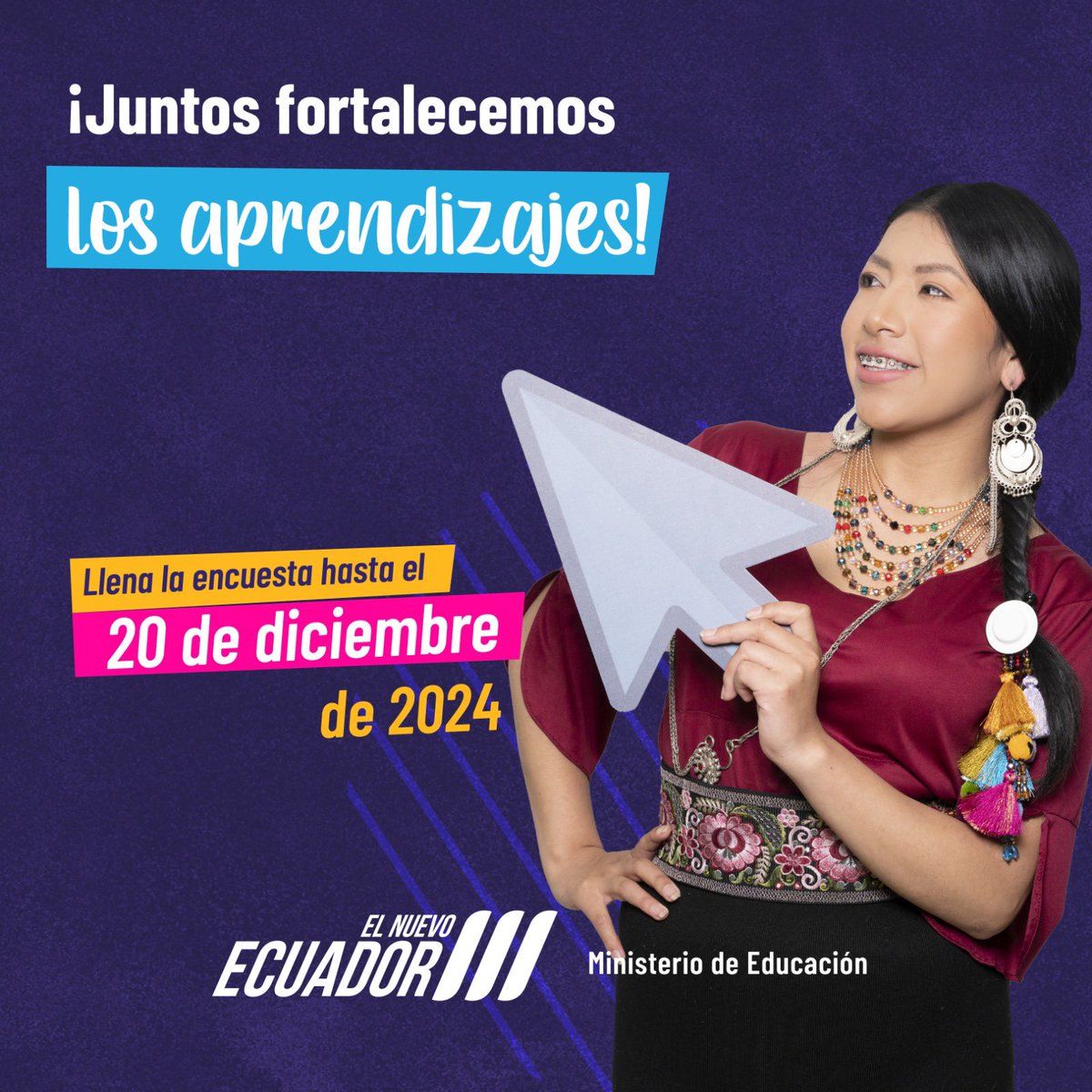 Educacion_Ec's tweet photo. Te invitamos a llenar la encuesta de “Seguimiento a bachilleres”, dirigida a graduados del año lectivo 2022-2023.

🗓️ Hasta el 20 de diciembre de 2024.
📝 Ingresa al formulario ➡️ https://t.co/2WkoQ7Ggac 

#ElNuevoEcuadorResuelve https://t.co/0i4vepeaPI