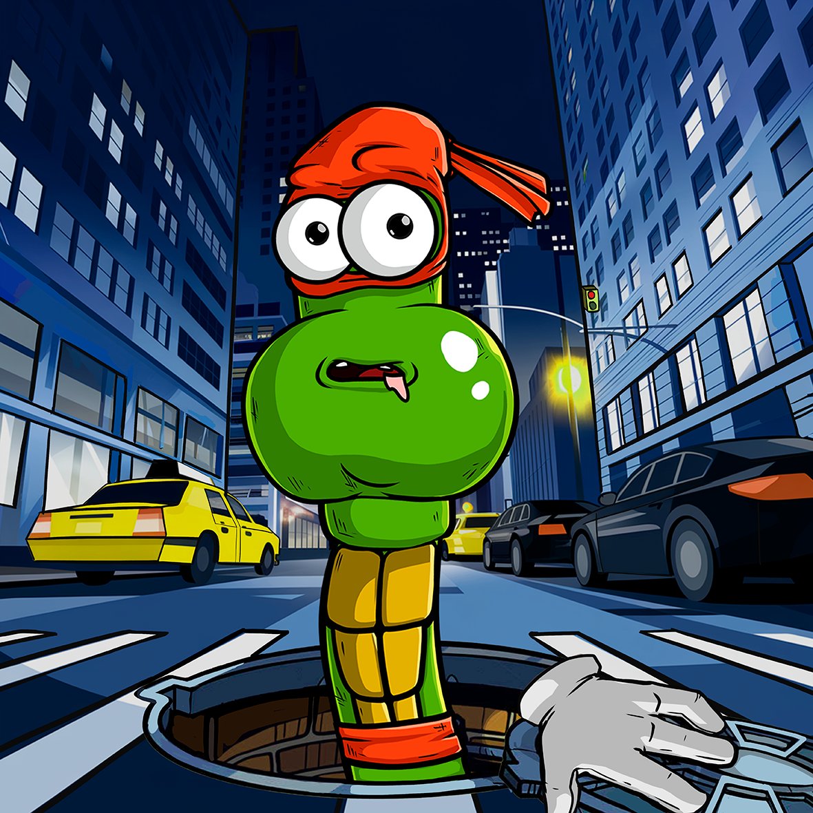 wormfare's tweet image. He was a happy little turtle 🐢 until some scoundrel 👦🏼 threw him into the sewer 🕳 

For several years ⏳ he trained to one day put on the red mask and become a superhero - Winja 🥷🏻

#wormup #wormfare #slap