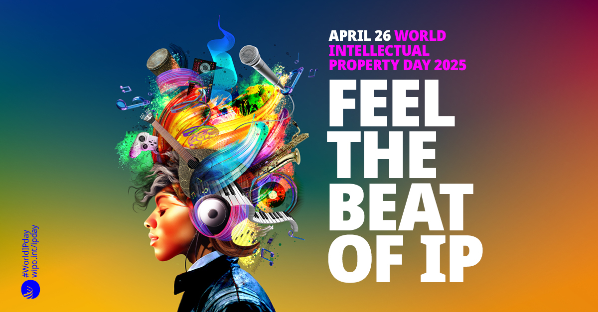 WIPO's tweet photo. 🌟Official announcement🌟

The theme for World Intellectual Property Day 2025 is:

𝗜𝗣 𝗮𝗻𝗱 𝗠𝘂𝘀𝗶𝗰: 𝗙𝗲𝗲𝗹 𝘁𝗵𝗲 𝗕𝗲𝗮𝘁 𝗼𝗳 𝗜𝗣 🎵

Join us in celebrating the power of music and the creators who bring music to life.

More: https://t.co/ZcFaW9BV9j

#WorldIPDay