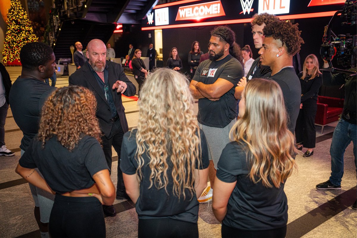 WWERecruit's tweet photo. The future is bright! π
Our NIL athletes got the chance to visit the new @WWE HQ alongside NXT Superstars @HankWalker_WWE and @TankLedgerWWE and learn more about what it takes to be a WWE Superstar from @TripleH
#WWENIL #WWENextInLine https://t.co/qSOEWTSYT5