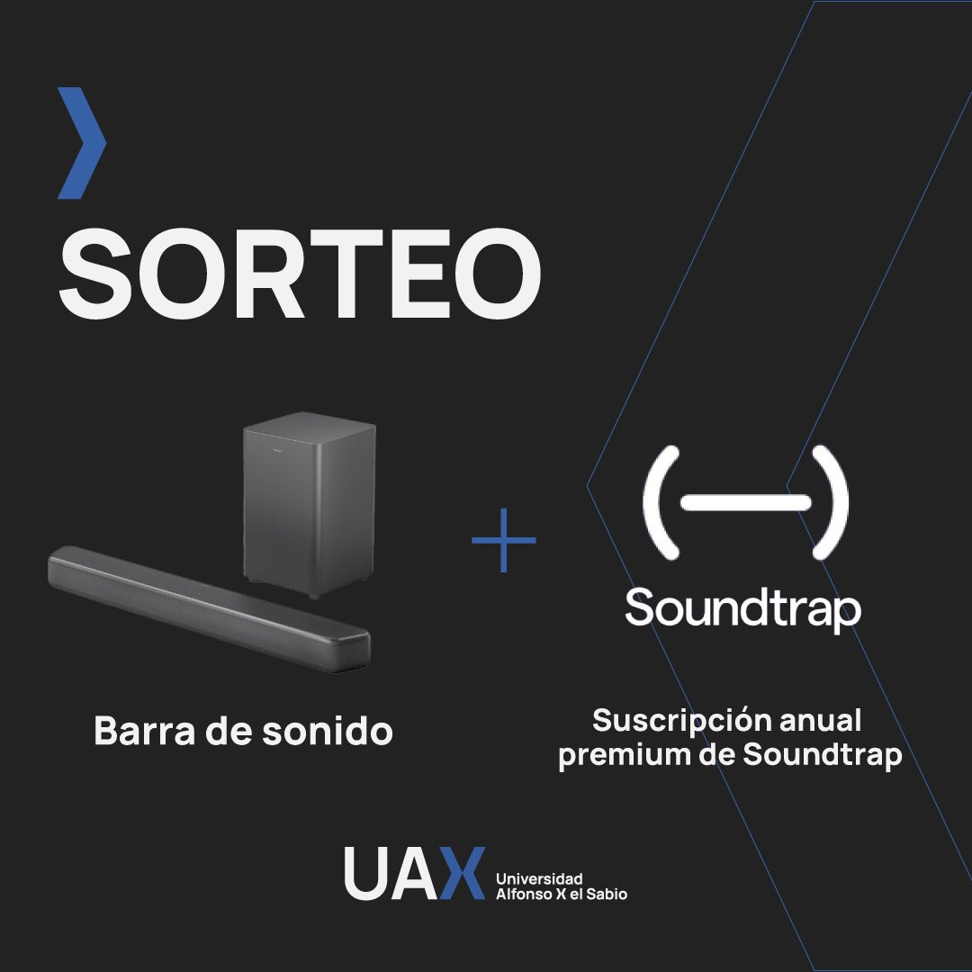 uaxuniversidad's tweet photo. 🎶Participa en el #SORTEO del #CalendarioAdvientoUAX para ganar una suscripción anual premium de #Soundtrap y una barra de sonido. ¿Preparado para reproducir tus nuevas creaciones musicales?

1️⃣ ¡Síguenos! @UAXuniversidad
2️⃣ ❤️ y  🔁 a este post

BBLL: https://t.co/oQtNI6lTLt https://t.co/V2T4a5eELx
