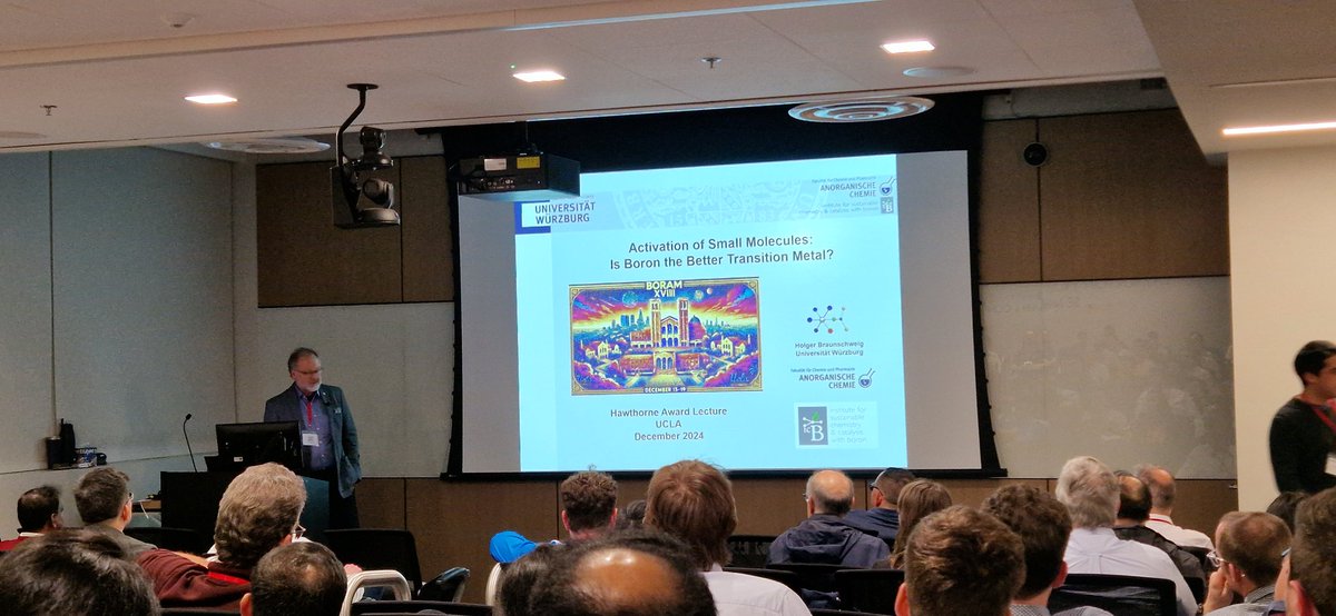 Boron award ceremony yesterday at the #BORAM2024 conference at UCLA. 
🥇Hawthorne Award to Prof H. Braunschweig (<a href="/LabBraunschweig/">The Braunschweig Group</a>)
🥇Senior Investigator Award to Prof W. Santos (<a href="/santoslabVT/">Webster Santos</a>).
🥇Young Investigator Award to Prof R. Gilliard (<a href="/RJGilliard/">Robert J. Gilliard, Jr.</a>, <a href="/gilliardgroup/">Gilliard Group</a>). 👏⏬️