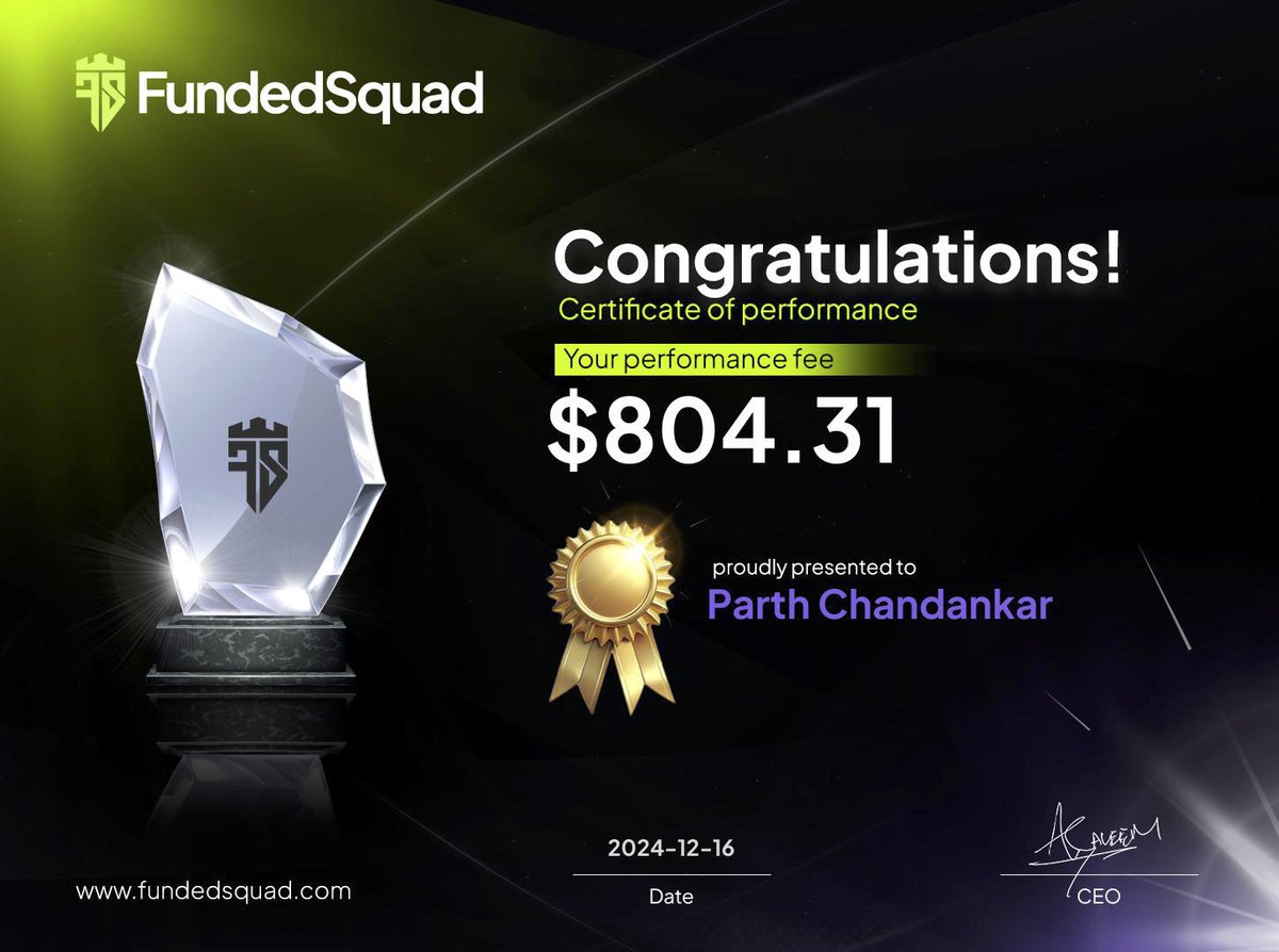 First payout of the new week. 🔥🏆

Congratulations Parth for receiving payouts from FundedSquad. 🎉🎉
