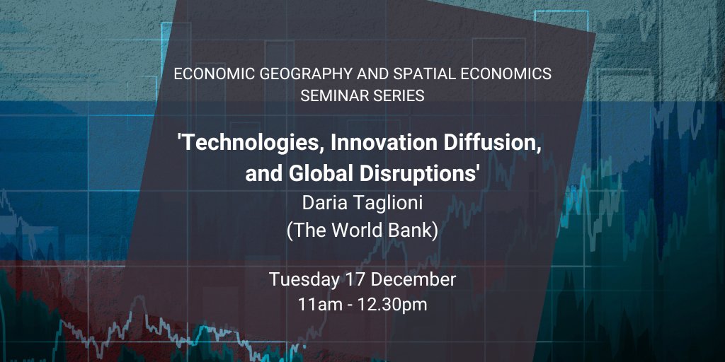 LSE Geography & Environment (@lsegeography) on Twitter photo 🔜 Tomorrow we welcome Daria Taglioni (<a href="/WorldBank/">World Bank</a>) to the Economic Geography and Spatial Economics Seminar Series.
<a href="/crescenzi_r/">Riccardo Crescenzi</a> <a href="/Davide_Rigo_/">Davide Rigo</a>
If you wish to attend the seminar, please email geog.research@lse.ac.uk
🔴 zurl.co/6Xdi 🔜 Tomorrow we welcome Daria Taglioni (<a href="/WorldBank/">World Bank</a>) to the Economic Geography and Spatial Economics Seminar Series.
<a href="/crescenzi_r/">Riccardo Crescenzi</a> <a href="/Davide_Rigo_/">Davide Rigo</a>
If you wish to attend the seminar, please email geog.research@lse.ac.uk
🔴 zurl.co/6Xdi