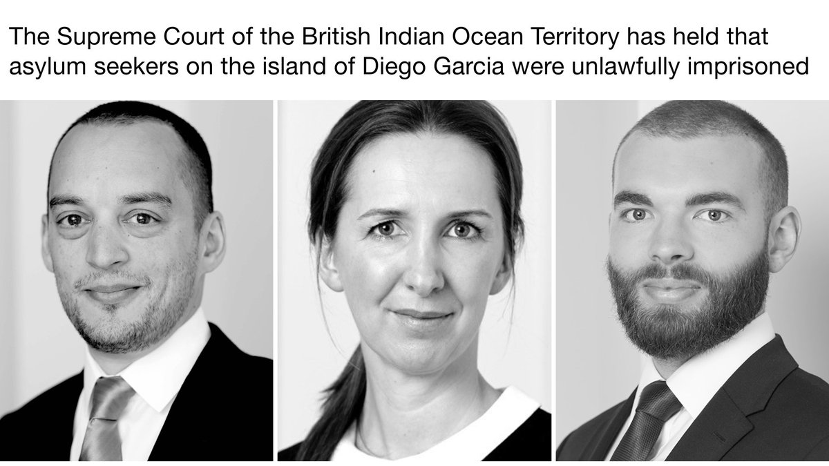 MatrixChambers's tweet image. Supreme Court of the British Indian Ocean Territory rules that asylum seekers on Diego Garcia were unlawfully imprisoned for more than 3yrs.
Chris Buttler KC, Helen Law and Jack Boswell acted for the Claimants, instructed by @DuncanLewis
and @WilsonsLondon
ow.ly/GWXB50UrWul