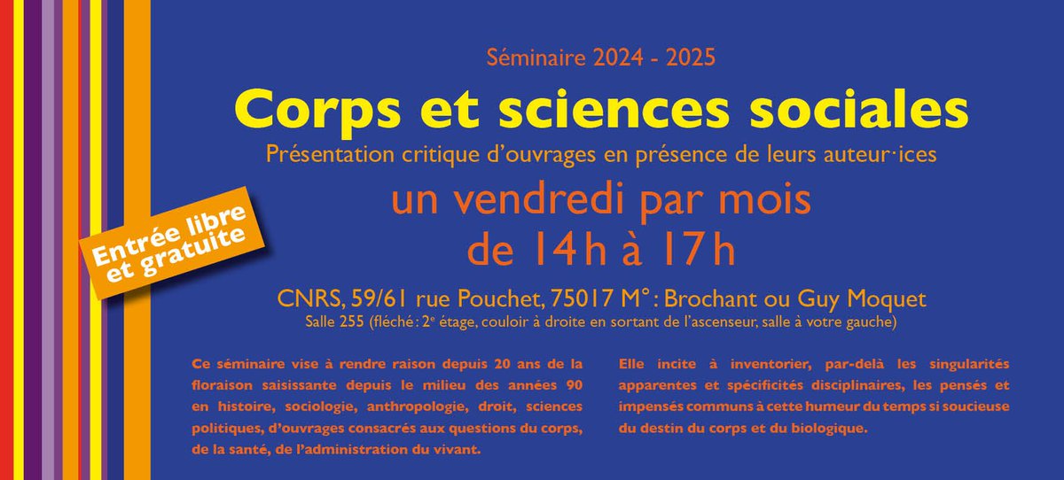 MSH Paris Nord @mshparisnord.bsky.social (@mshparisnord) on Twitter photo Séminaire | Intimités amoureuses et sexuelles
📚 4ème séance du cycle de séminaires "Corps et sciences sociales" autour des ouvrages de <a href="/AichaLimbada/">Aïcha Limbada</a> et Isabelle Clair, suivis de lectures critiques de Marc Joly et Victor Vey
📅 ven. 10 janv., à 14h
👉 mshparisnord.fr/event/corps-sc… Séminaire | Intimités amoureuses et sexuelles
📚 4ème séance du cycle de séminaires "Corps et sciences sociales" autour des ouvrages de <a href="/AichaLimbada/">Aïcha Limbada</a> et Isabelle Clair, suivis de lectures critiques de Marc Joly et Victor Vey
📅 ven. 10 janv., à 14h
👉 mshparisnord.fr/event/corps-sc…