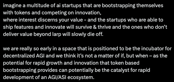 do you understand what's happening right now anon?

THIS IS THE REAL E/ACC HAPPENING RIGHT IN FRONT OF YOUR EYES 

you can launch an ai startup rn &amp; bootstrap yourself with a meme coin - this is just the beginning of a new meta.

accelerate
