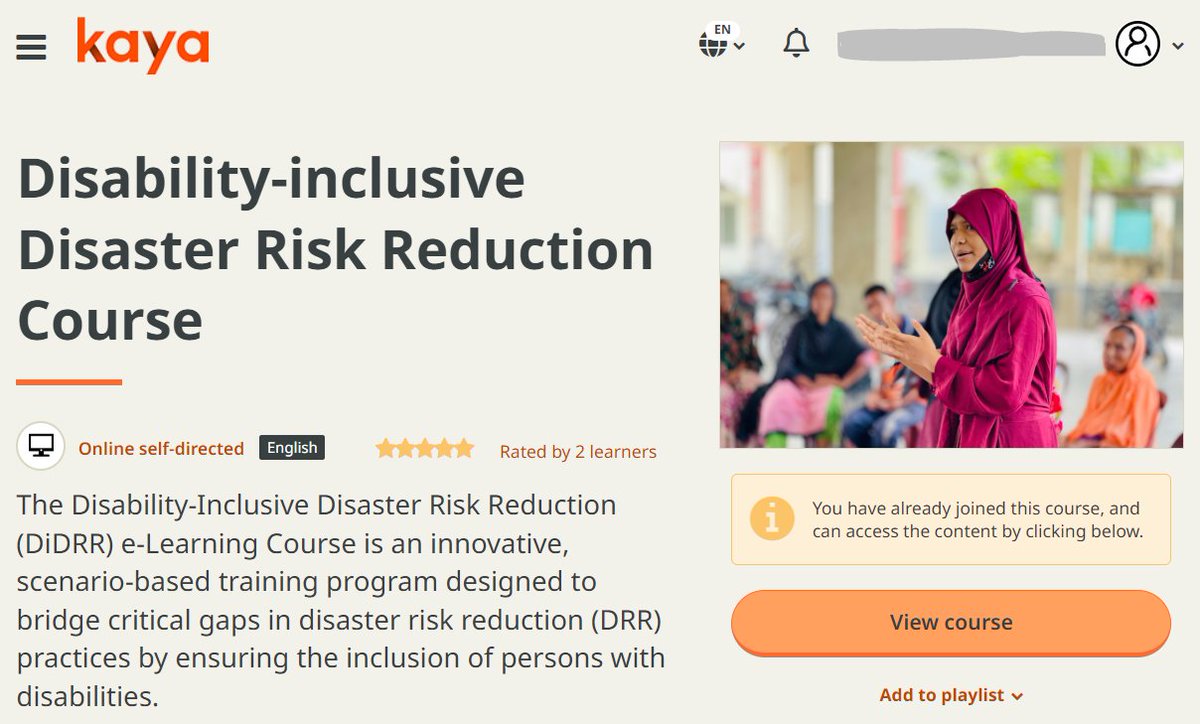 Access our FREE Disability-Inclusive Disaster Risk Reduction e-learning Course! 

🌟 Equip yourself with tools to make DRR accessible for ALL.

🖱️ Enrol on Kaya Connect today: kayaconnect.org/course/info.ph…