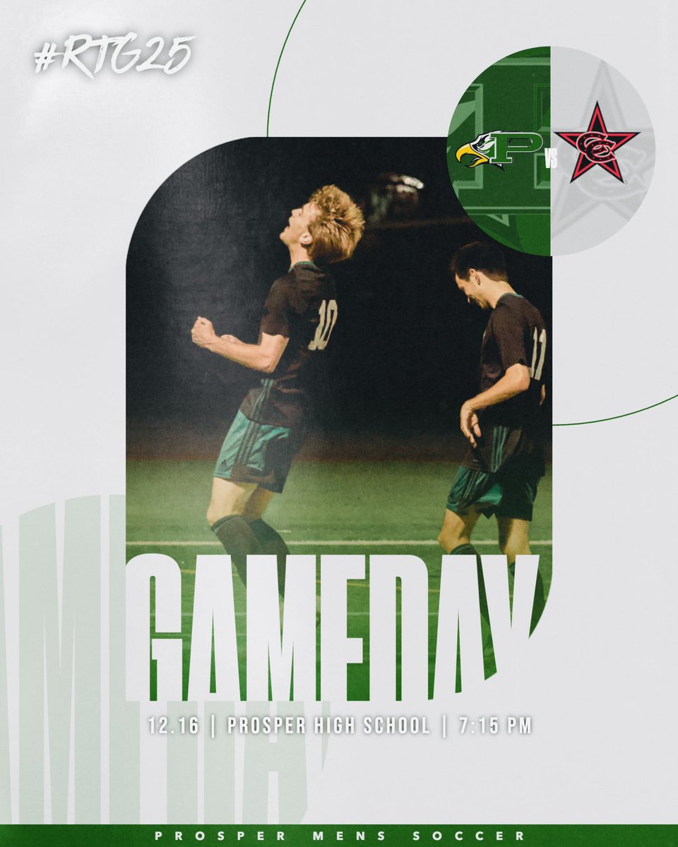 ProsperHSSoccer's tweet photo. Gameday vs. Coppell, 7:30 @ PHS. #RTG25 #TheShip @PISD_Athletics @ProsperHS https://t.co/RGLIplaV21