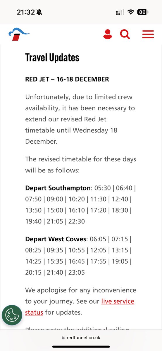 steveshawuk's tweet photo. @PaulCliftonBBC Similar situation at Red Funnel. https://t.co/Msek7dEDHi