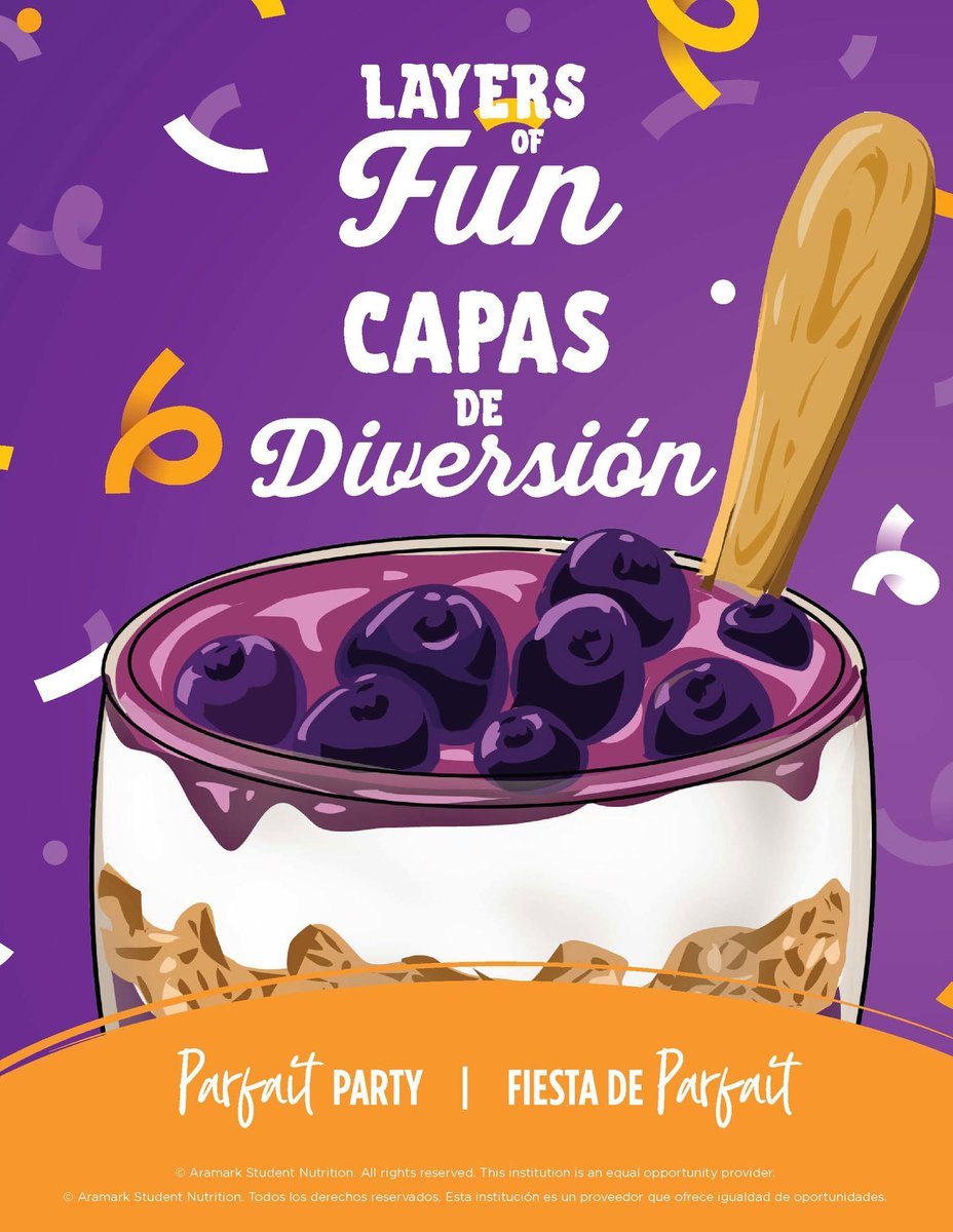 Elementary schools will celebrate with a featured lunch option of a Blueberry Parfait lunch that includes the parfait, graham crackers and string cheese.
See you at lunch in the cafeteria!