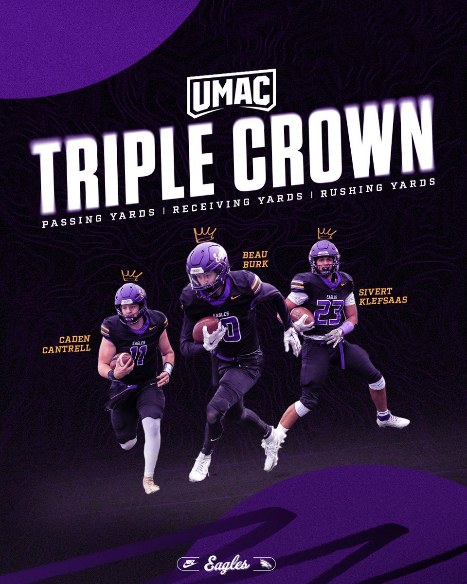 👑👑👑

Caden Cantrell: 2466Yds Passing
Beau Burk: 1065yds Receiving
Sivert Klefsaas: 1334 Rushing