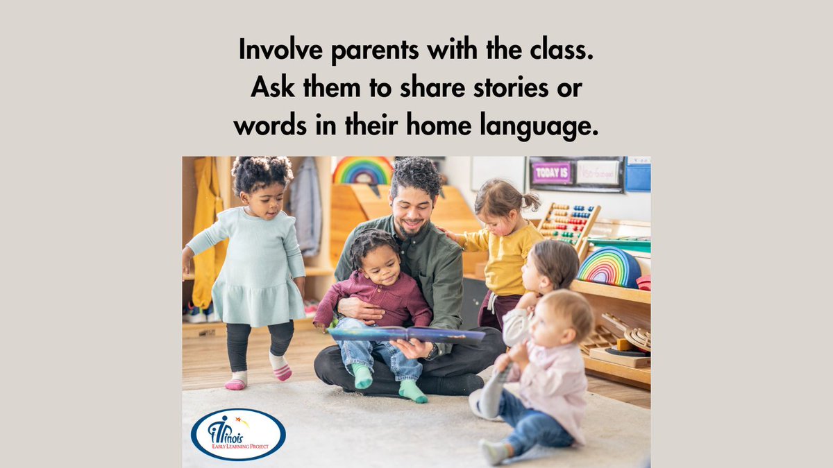 Involve parents with the class. Ask them to share stories or words in their home language. 
#Inclusion #IllinoisEarlyLearning