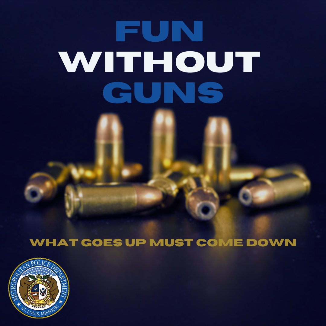SLMPD's tweet photo. What goes up, must come down! Join us in celebrating the new year safely! #FunWithoutGuns
¡Lo que sube, baja! ¡Ayudanos a celebrar el nuevo año de forma segura! #CelebrandoSinArmas https://t.co/bVNOhpIU3A