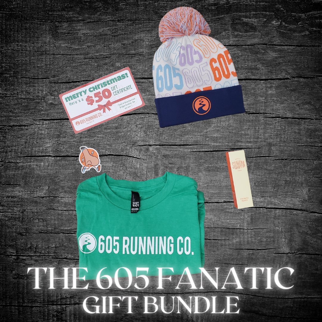 Run605's tweet image. Need some help shopping for the 605 fan in your life? Shop our 605 Gift Bundles featuring a variety of items any runner or non-runner will enjoy. So pick up your ready to go gift at either our Bridges or Downtown location.
Each bundle comes with a $50 gift certificate.

#run605