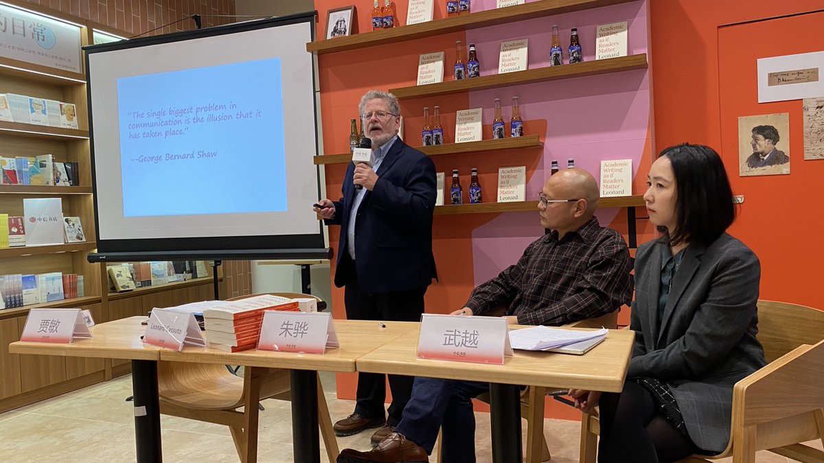 Back from a most interesting visit to China.  This photo is from a book talk in Shanghai--note the background display of my book interspersed with bottles of beer.  I don't know what it means, but what the hell, why not? #Writing #HigherEducation #AcademicTwitter