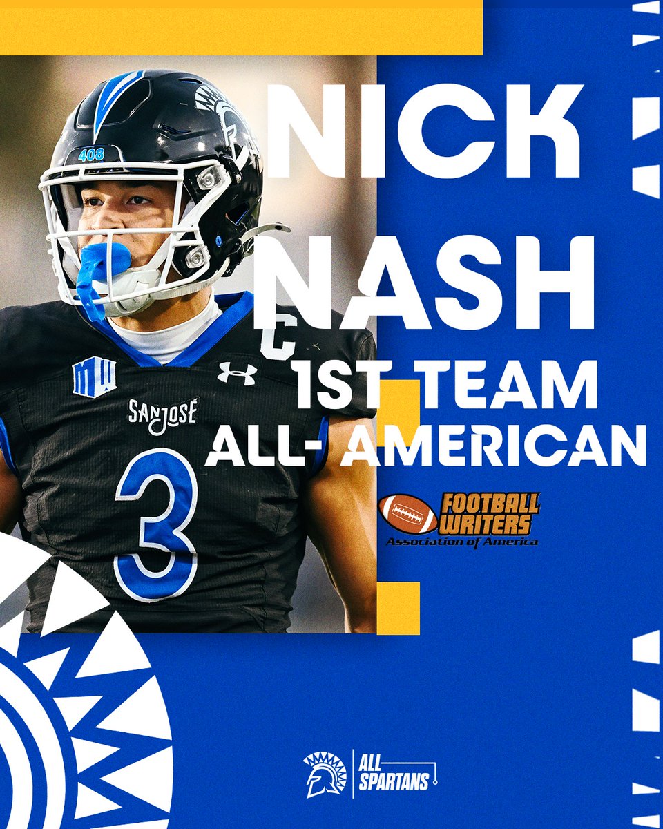San José State Football (@sanjosestatefb) on Twitter photo Congratulations <a href="/nick3nash/">Nick Nash</a> on being named to the
<a href="/TheFWAA/">Football Writers Association of America</a> All-American First Team ❕
1⃣st Team FWAA All-America Team
1⃣st Team AP All-America Team
1⃣st Team AFCA All-America Team
1⃣st Team Walter Camp All-America Team
1⃣st Team CBS Sports/247 Sports All-America Team
🔗| Congratulations <a href="/nick3nash/">Nick Nash</a> on being named to the
<a href="/TheFWAA/">Football Writers Association of America</a> All-American First Team ❕
1⃣st Team FWAA All-America Team
1⃣st Team AP All-America Team
1⃣st Team AFCA All-America Team
1⃣st Team Walter Camp All-America Team
1⃣st Team CBS Sports/247 Sports All-America Team
🔗|