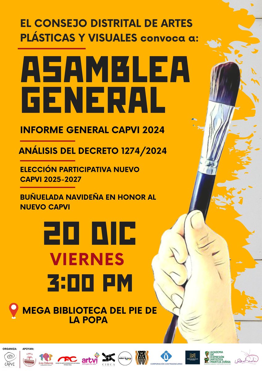 CAPVI1's tweet photo. Culminamos un gran año de gestión para nuestro consejo, todo en beneficio del sector. Bienvenidos los nuevos postulantes. Ya saben, Artistas Plásticos/visuales están convocadxs.  ASAMBLEA General Viernes 20 dic Biblioteca del Pie de la Popa 3:00pm @cavcacontempora @MARCaribeCH1 https://t.co/5T5m247KD6