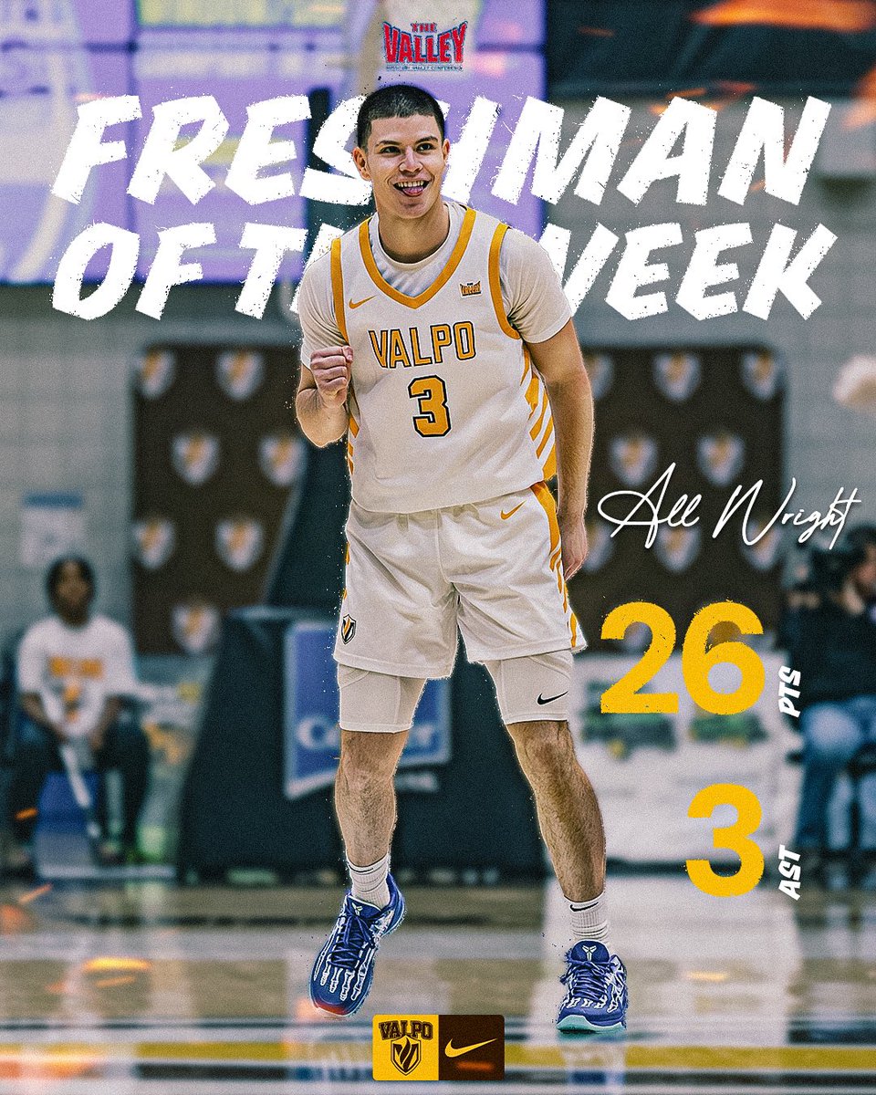 @ValleyHoops Freshman of the Week ➡️ <a href="/allwrightttt/">All Wright</a> 🔥

All picks up his 2nd honor of the season after posting a Career High 2️⃣6️⃣ points in a win over Central Michigan 🥇

#BeaconUp #SeeTheLight #EverydayGrit
