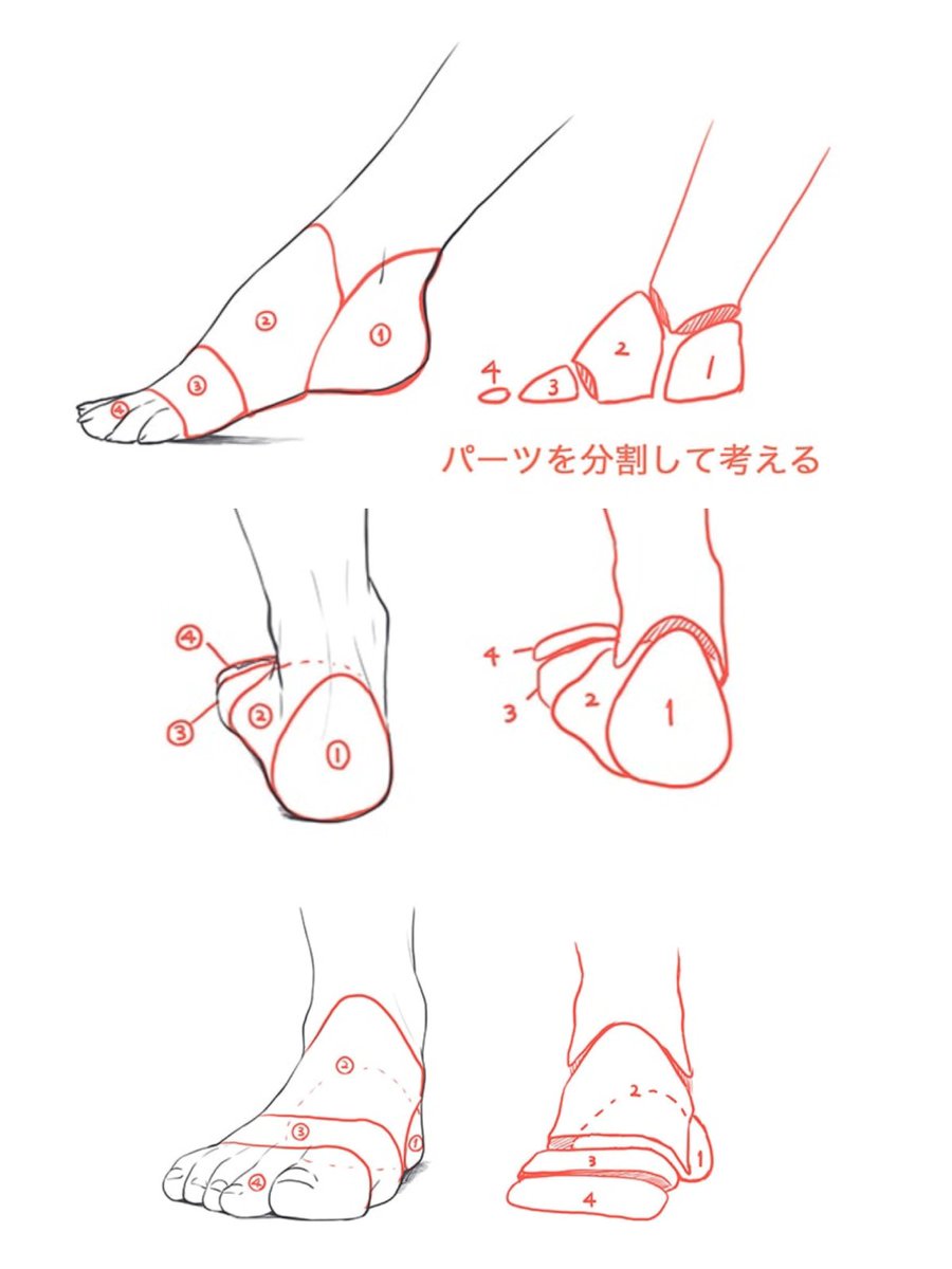 palmie_oekaki's tweet image. 難しい足は4つのパーツに分けて描きましょう🦶🦵✨
palmie.jp/lessons/209?af…