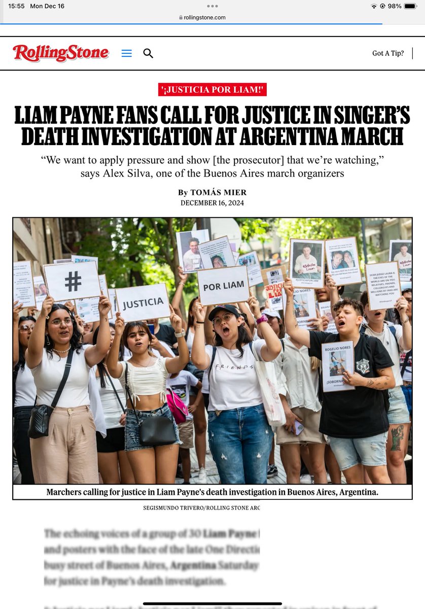 unasacapunta93's tweet photo. FANS DE LIAM PAYNE EXIGEN JUSTICIA EN LA INVESTIGACIÓN DE LA MUERTE DEL CANTANTE DURANTE UNA MARCHA EN ARGENTINA.

“Queremos ejercer presión y mostrar [al fiscal] que estamos observando,” dice Alex Silva, uno de los organizadores de la marcha en Buenos Aires.

Está es una traducción del articulate de Rolling Stone!

#LauraBruniard #ExposeRogerNores #JusticeForLiam #LiamPayneForever #LiamPayne #CloseCasaSur #WeWillNotBeSilence
@FiscalesGobAr
#Justiciaparaliampayne