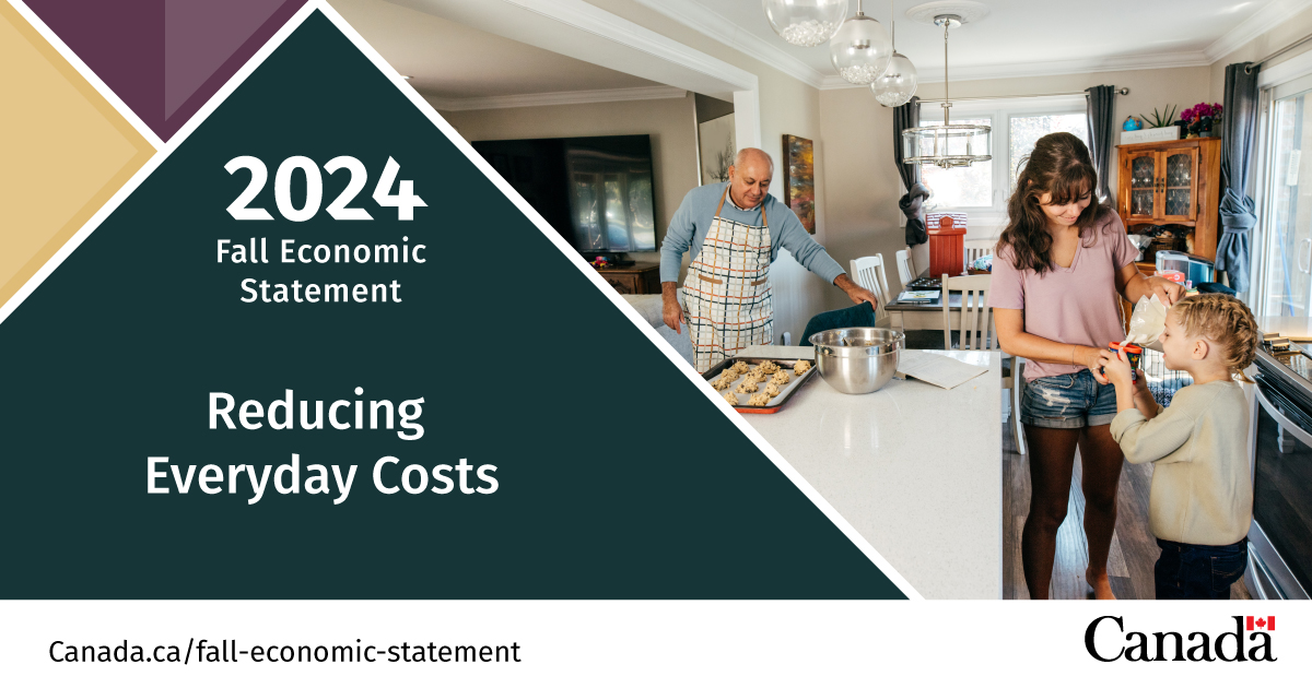 FinanceCanada's tweet photo. The government is taking action to make life cost less for Canadians.
Recently, the government has introduced a tax break for all Canadians, which eliminates GST/HST on many essential items to help Canadians buy what they need.
https://t.co/4Q9h8eccfu #FES2024 https://t.co/2tb1yVkHBB