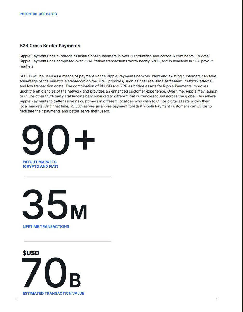 ついに明日RLUSDが稼働さ!

Uphold,Bitso,MoonPay,Archax,CoinMENAで利用され今後Bitstamp等ODL利用社でも多数開始だよ!
インド準備銀行元総裁も諮問委員になるようだね

RLUSDは手数料$0.0002/tx,XRPL内でXRPやRWAに両替(DEX ODL)も可能さ
今後のDEX volumeや価値の移動がどう華麗になるか楽しみだね!