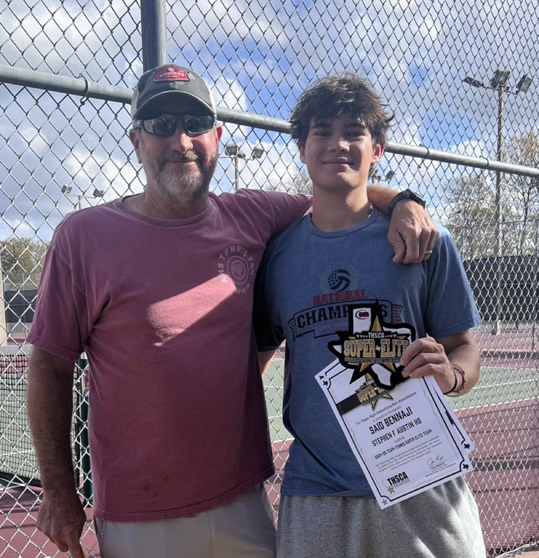 Congrats to Said Bennaji of Austin HS. Said has been selected to the <a href="/THSCAcoaches/">THSCA</a>
24-25 6A Tennis Super Elite Team.  The THSCA Super Elite Team represents the top 10 athletes in the entire state of Texas. We are proud of you Said.