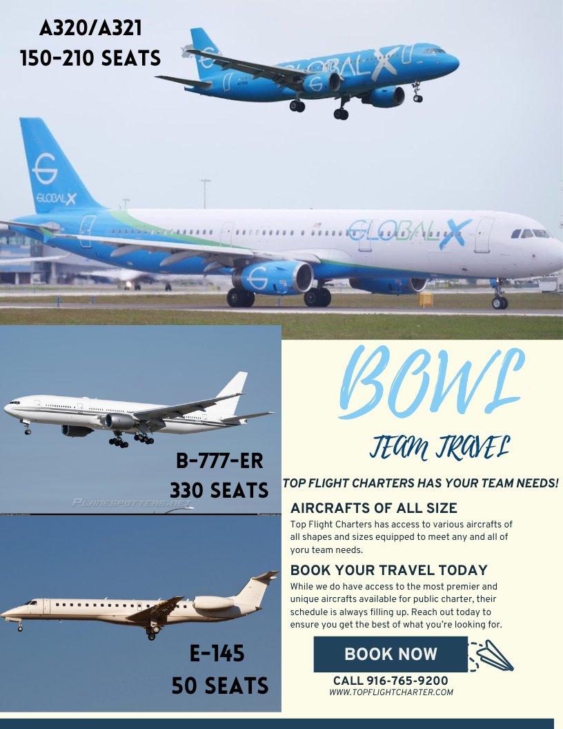 TF_Charters's tweet image. 🏈✈️ Bowl season is here, and Top Flight Charters has your air travel covered! From team transport to fan flights, we’ll get you where you need to be—on time and stress-free. 

📞 Contact us today and let’s make your bowl trip unforgettable! #BowlSeason #AirCharter #FlyTopFlight