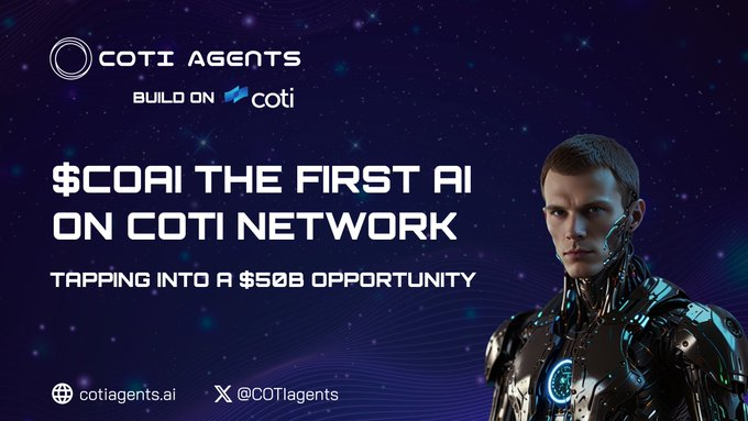 🌟 <a href="/COTInetwork/">COTI Foundation</a> Expands into AI Innovation

🤝 Excited to support <a href="/COTIagents/">COTI Agents</a>, a groundbreaking platform to create, train, and trade AI-powered agents effortlessly.

⚡ Key Features:

🔹 Tools for collaborative &amp; gamified engagement
🔹 Simplifies access to #AIAgents for a new