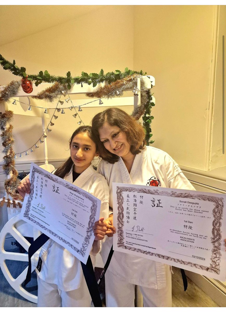 We did it! graduated as Black Belts in Ikigai Karate. Roller coaster ride through pandemic to 1st Dan!
 Best part- I did it with my 12 year old buddy, my daughter, Megh. Step by step, exam by exam, we were in it together, through thick and thin!