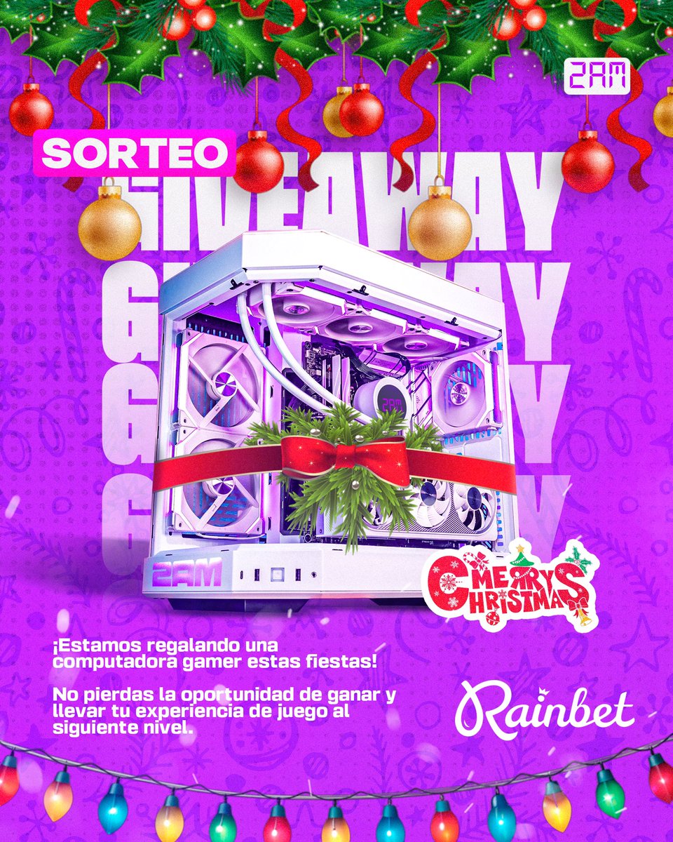 amisiita_'s tweet photo. Sorteo de Navidad para PC!🎄🎉 

Reglas:

-Retuitear 
-Etiqueta a 3 personas abajo 👇 
_Debes seguir a @2AM_Esports @rainbetcom @illuminate0x @Jeffthemvp 
-Suscríbete a 2AM Esports en YouTube https://t.co/SuvW3ibfNZ