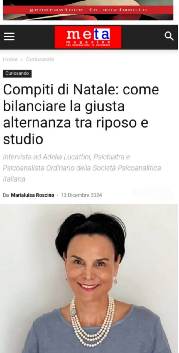 Biospyche's tweet photo. COMPITI DI NATALE: COME BILANCIARE LA GIUSTA ALTERNANZA TRA RIPOSO E STUDIO

@MariRoscino intervista Adelia Lucattini psicoanalista Ordinario della @spi1925  

Su META MAGAZINE
https://t.co/KAVD1jaXgI
👆👆👆

Direttore @AndreaTitti

#VentagliDiParole
#Natale #compiti
#16dicembre https://t.co/ibNx4CuXgM