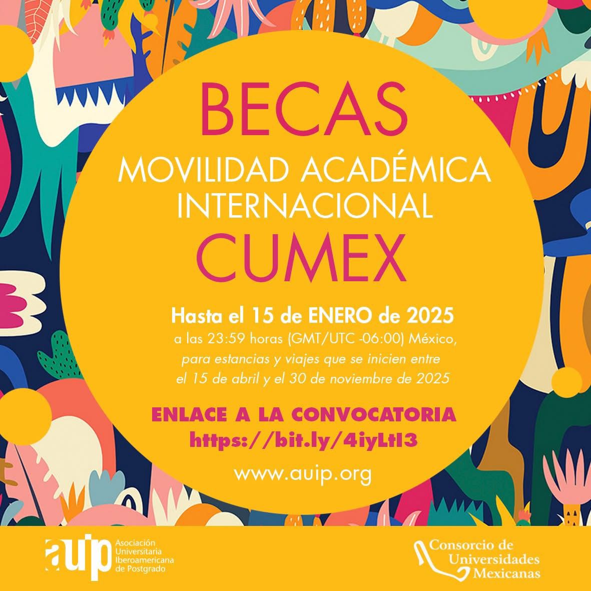 Si eres docente, investigador o alumno de posgrado, ya se encuentra abierta la convocatoria de movilidad para solicitud de becas. Más información en el enlace bit.ly/4iyLtl3