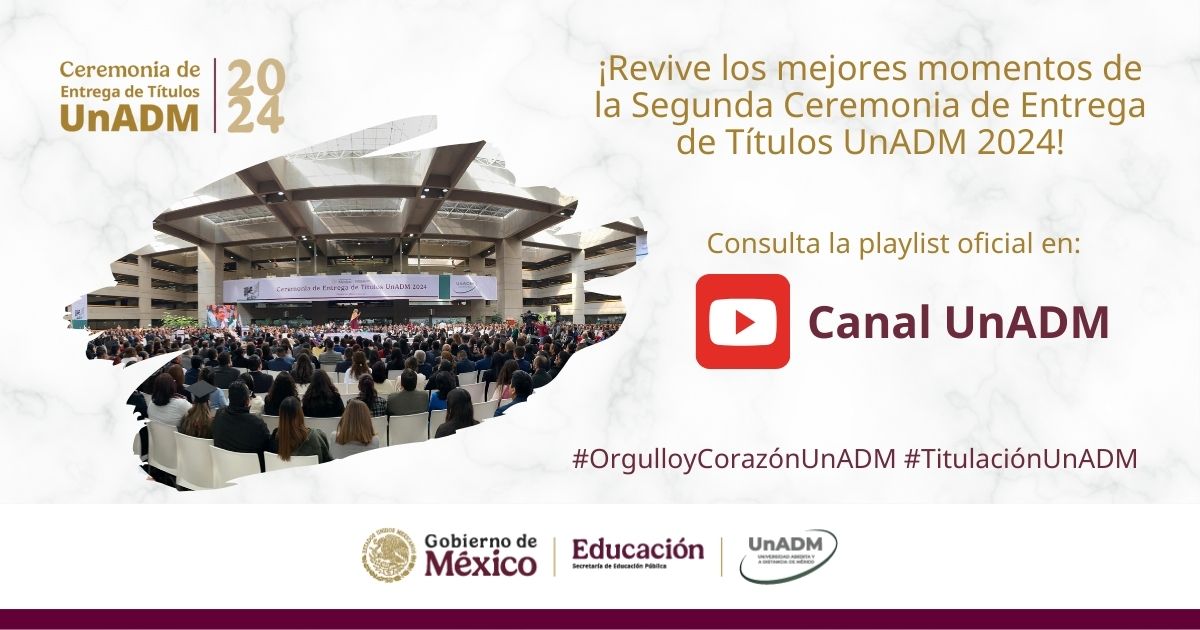 UnADM_Mx's tweet photo. 🎓 En la Segunda Ceremonia de Entrega de Títulos 2024, celebramos el esfuerzo y dedicación de nuestros egresados. Historias de éxito y superación que transforman vidas.

Revive los momentos clave aquí 👉 https://t.co/xUrE2lPToU

#UnADM #EducaciónDeCalidad https://t.co/4wEQFzYyxm