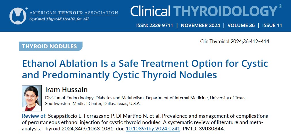 clinicalthyroid's tweet photo. New pub on ethanol ablation for cystic #thyroidnodules reviewed by Dr. Iram Hussain to read now. What does a systematic review &amp; meta-analysis of studies show?

https://t.co/j2WDdttlW0

#medtwitter #endotwiter #thyroid #ablation @thyroidjournal @NASITablate https://t.co/7qfBNrNwyB