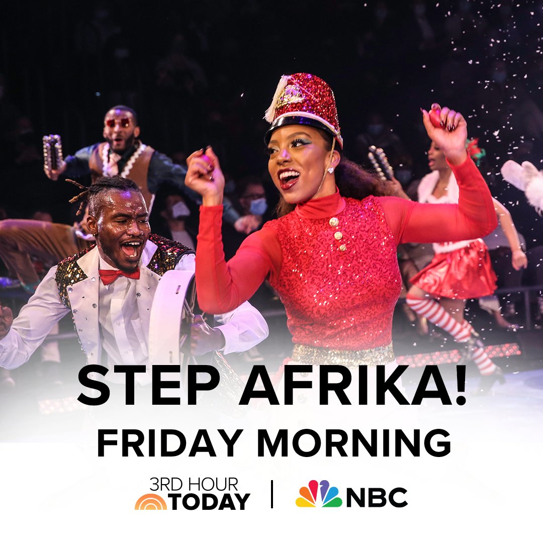 Step Afrika! HQ (@stepafrikahq) on Twitter photo BREAKING NEWS: Step Afrika! is going to be on the @TODAYShow! π Step up your holiday joy and catch the Company on-air during the 9:00 am segment this Friday, December 20 on @NBC. #StepAfrika BREAKING NEWS: Step Afrika! is going to be on the @TODAYShow! π Step up your holiday joy and catch the Company on-air during the 9:00 am segment this Friday, December 20 on @NBC. #StepAfrika