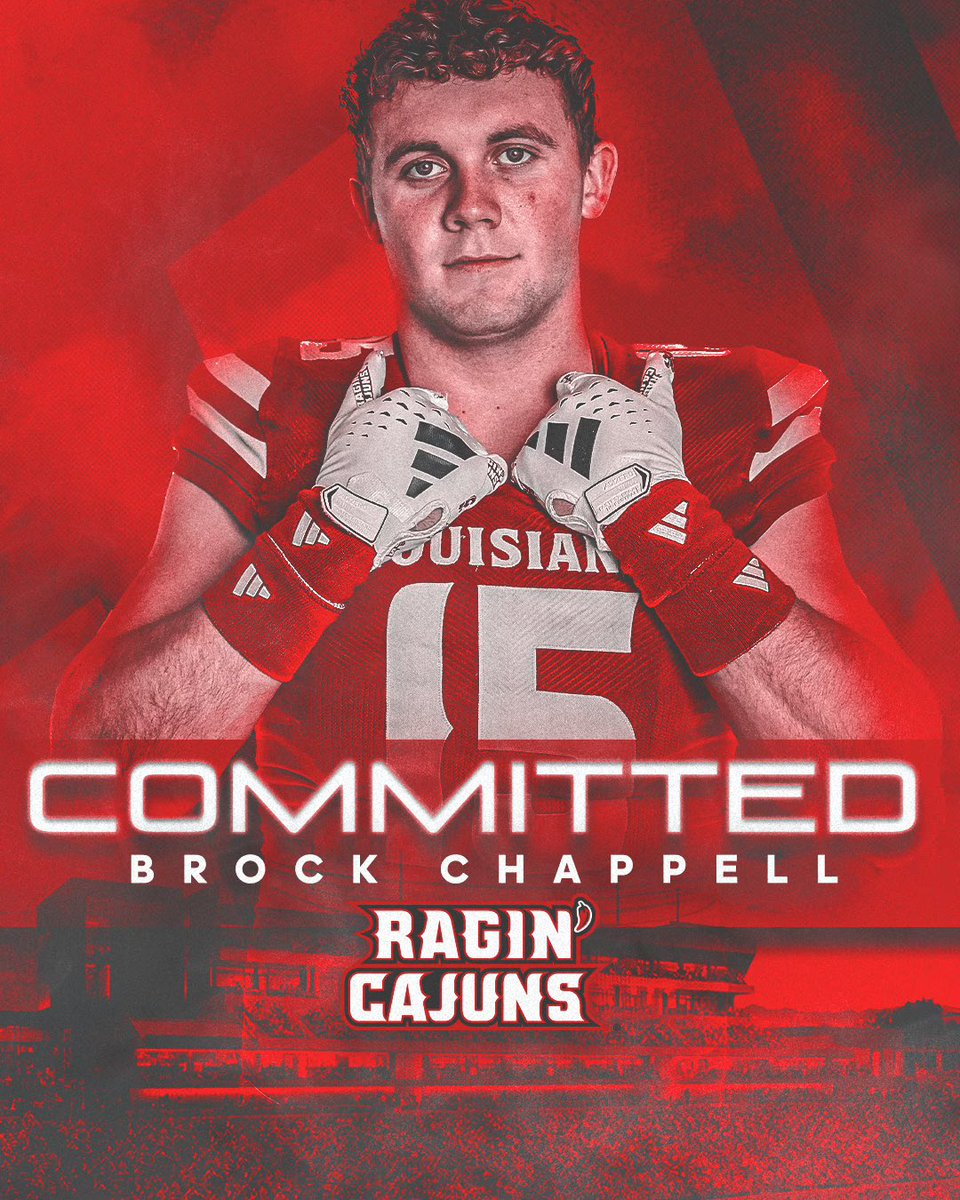 Brock Chappell (@brockc_15) on Twitter photo Excited for this new opportunity <a href="/RaginCajunsFB/">Louisiana Ragin’ Cajuns® Football</a>!! Thank you to <a href="/michaeldes1/">Michael Desormeaux</a> <a href="/CoachMunoz13/">Jorge Munoz</a> and <a href="/leg12tim/">Tim Leger</a>! Ready to work!!
#GeauxCajuns Excited for this new opportunity <a href="/RaginCajunsFB/">Louisiana Ragin’ Cajuns® Football</a>!! Thank you to <a href="/michaeldes1/">Michael Desormeaux</a> <a href="/CoachMunoz13/">Jorge Munoz</a> and <a href="/leg12tim/">Tim Leger</a>! Ready to work!!
#GeauxCajuns