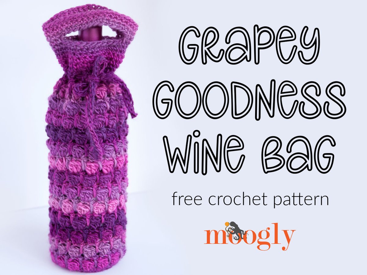 mooglyblog's tweet photo. The Grapey Goodness Wine Bag is a gorgeous one-skein luxury bottle cozy that will take any gift to the next level! Featuring Red Heart Unforgettable, it's perfect for last-minute occasions! 🍷 Now a #freecrochetpattern on Moogly!
https://t.co/gMlh4rbjQZ https://t.co/LTAEHfmNMy