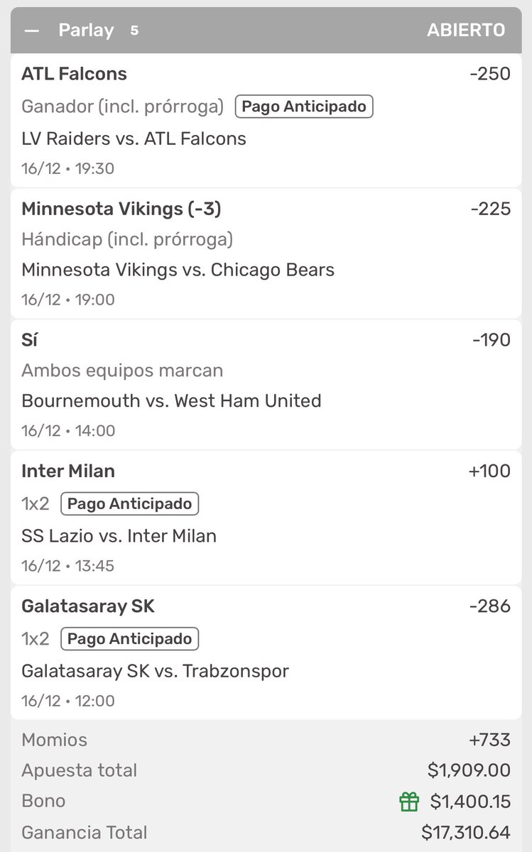 picks_koalateam's tweet photo. PARLEY DESBLOQUEADO 🔓🧨🧨
Si se llega a ganar regalaré $2000 entre los ❤️ y RT de este tweet 

Nos vemos en cajas 🐨 https://t.co/msPa7t7V0b