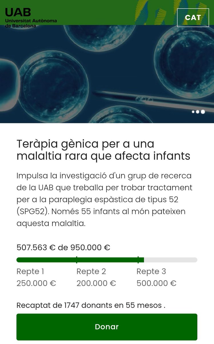 <a href="/LaLuchaDeAbril1/">LaLuchaDeAbril</a> No hay tratamiento, pero sí investigación. Actualmente hay una línea de investigación de terapia génica que está siendo desarrollada en Barcelona  <a href="/INC_UAB/">Institut de Neurociències UAB</a>. Si queréis colaborar con una aportación económica a esta investigación, podéis hacerlo aquí
micromecenatge.uab.cat/terapiagenicap…