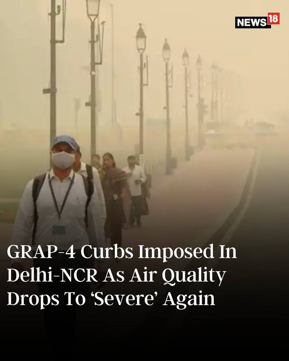 CNNnews18's tweet image. According to CPCB data, this is the second time this month that the air quality has been in the “very poor” category on December 8 

#DelhiNCR #DelhiAQI #CPCBData #Delhi #Noida #GRAP4 

news18.com/india/delhi-nc…