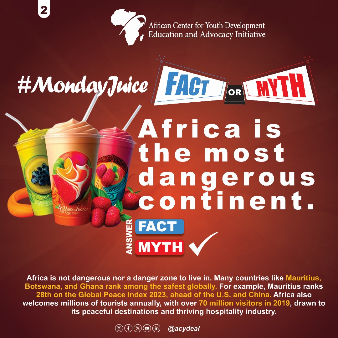 acydeai's tweet photo. 🌍 Think you know Africa? 🌍
Is Africa truly poor? Is it the most dangerous continent? Did religion really start here? And what about its immense natural resources fueling the world? 🤔
#MondayJuice
#FactsVsMyths
@AfDB_Group @_AfricanUnion @ahmedmogola @BongekileFilana https://t.co/RPLfzjvgZ7
