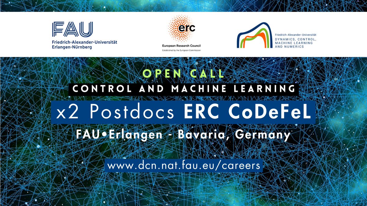 FAU-DCN AvH (@unifau_dcn) on Twitter photo Join the ERC-CoDeFeL Research project🚀
Are you passionate about Mathematics & Machine Learning?
We are looking for talented individuals to participate in our cutting-edge research project ERC-CoDeFeL led by Prof. <a href="/ZuazuaEnrique/">Enrique Zuazua</a> in Erlangen-Germany and Bilbao-Basque Country
🧵 Join the ERC-CoDeFeL Research project🚀
Are you passionate about Mathematics & Machine Learning?
We are looking for talented individuals to participate in our cutting-edge research project ERC-CoDeFeL led by Prof. <a href="/ZuazuaEnrique/">Enrique Zuazua</a> in Erlangen-Germany and Bilbao-Basque Country
🧵