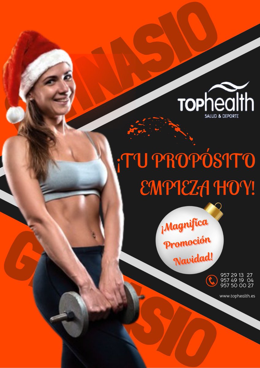 🎄 ¡Tu propósito empieza hoy!
 
¡La Navidad ha llegado al gimnasio Top Health con una promoción que no querrás perderte! 🎁
Este año, adelanta tu propósito de Año Nuevo porque “Tu propósito empieza hoy”
🎄 Promoción especial de Navidad:
 
📲 Reserva tu plaza, son limitadas.